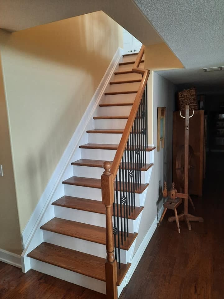 Painted stairwell with precise cut lines